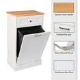 thumbnail image 5 of Tilt Out Trash Cabinet Free Standing 10 Gallon Recycling Trash Can Cabinet for Farmhouse Kitchen,Living Room, Dining Room, White, 5 of 7
