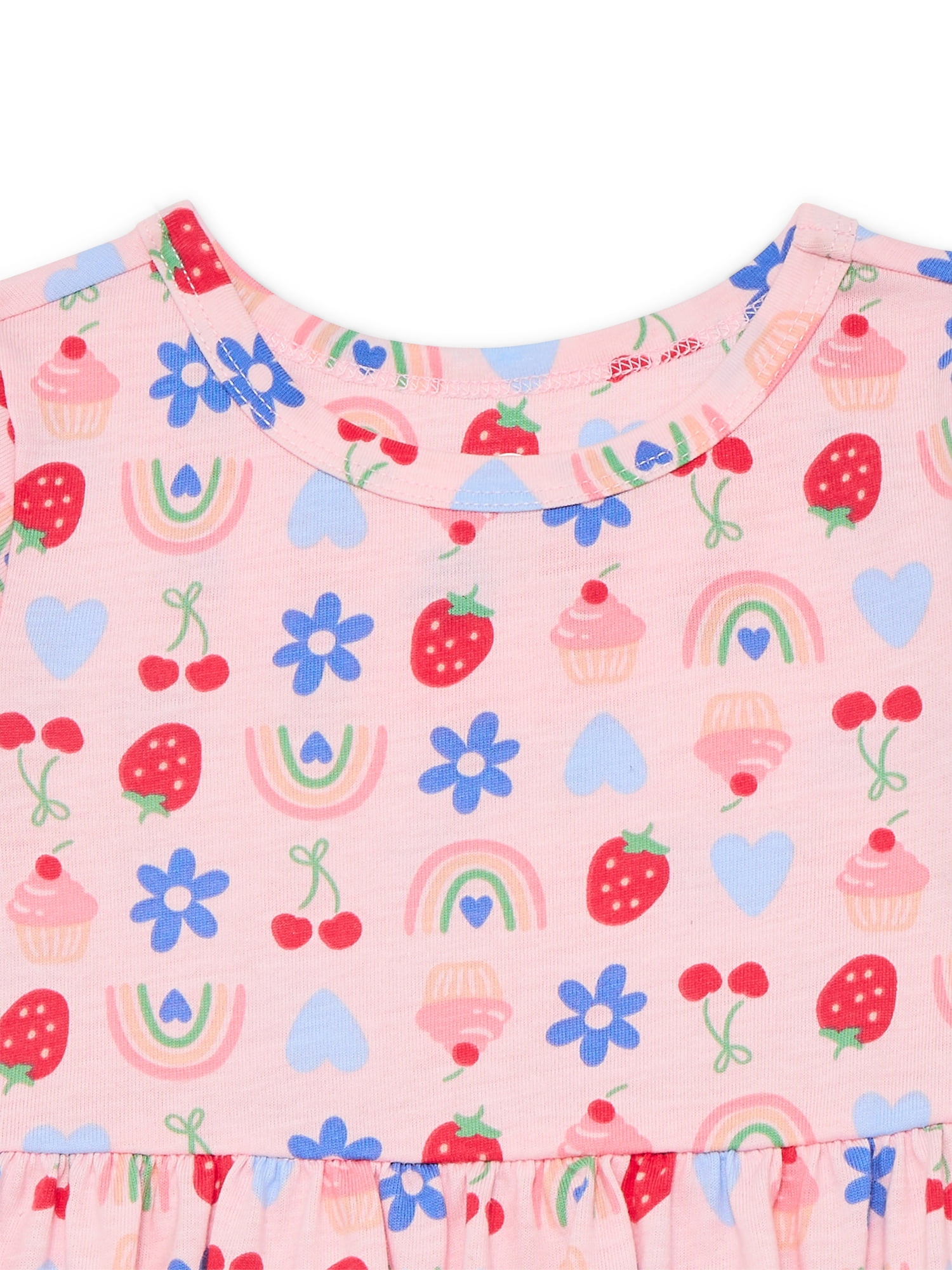 Wonder Nation Baby and Toddler Girls Play Dress with Short Sleeves, Sizes 0/3M-5T