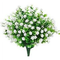 Sinhoon 6 Bundles Artificial Flowers Outdoor Fake Flowers for Decoration UV Resistant No Fade Faux Plastic Plants Garden Porch Window Box Décor(white)