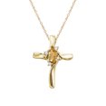 thumbnail image 1 of 14K Yellow Gold Citrine and Diamond Cross Pendant with 18" Chain, 1 of 4