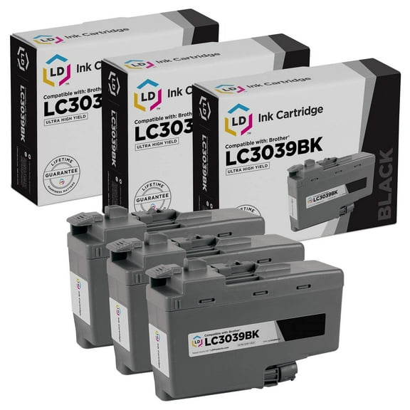 LD Products Compatible Replacement Brother LC3039BK Ultra High Yield Black Ink Cartridges 3-Pack