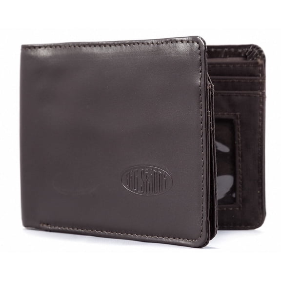 Big Skinny Men's Leather L-Shape Slim Wallet, Holds Up to 30 Cards, Brown