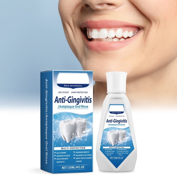 Enjuague bucal: elimina la placa y refresca el aliento. Enjuague bucal de menta para la higiene bucal, 120 ml