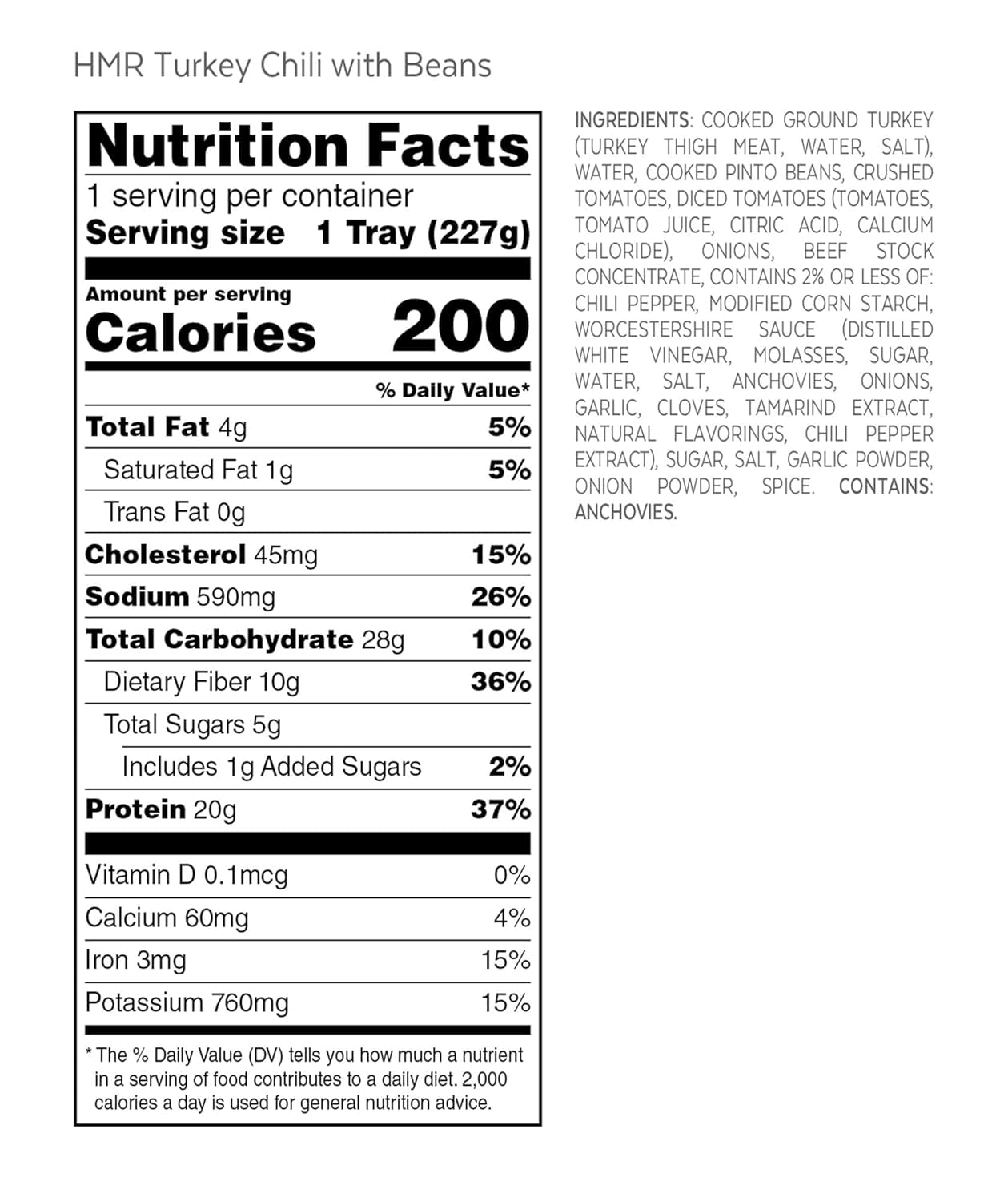 HMR Turkey Chili with Beans Entrée | Pre-packaged Lunch or Dinner to Support Weight Loss | Ready to Eat | 20g of Protein | Low Calorie Food | 8oz Serving per Meal | Pack of 6