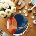 thumbnail image 2 of Navy Blue Burnt Orange Round 13 Inch Placemats Set of 2, Boho Art Modern Geometric HeatResistant Non Slip Place Mats for Dining Table, Wipeable Braided Kitchen Table Mats for Housewarming, 2 of 9