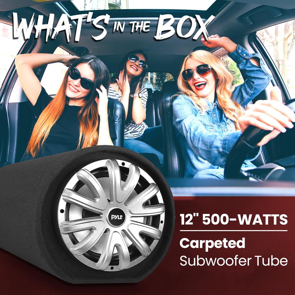 Pyle 12-inch 500Watt Carpeted Subwoofer Tube Speaker