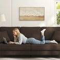 thumbnail image 4 of Patbrela 87" Sofa Couch, Comfy Extra Deep Seat 3 Seater Couch for Living Room with Soft Upholstered Round Arms, Free 2 Pillows, Brown, 4 of 10