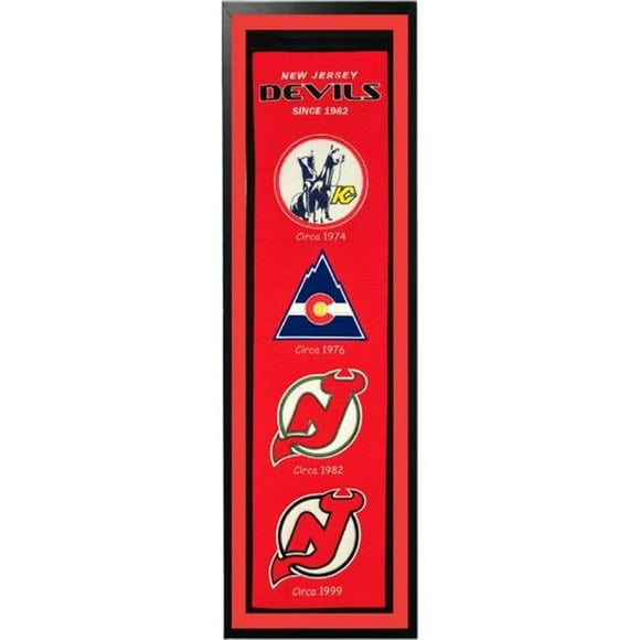 Encore Select 109-67 New Jersey Devils Logo History Felt Banner - 14 x 37 in.