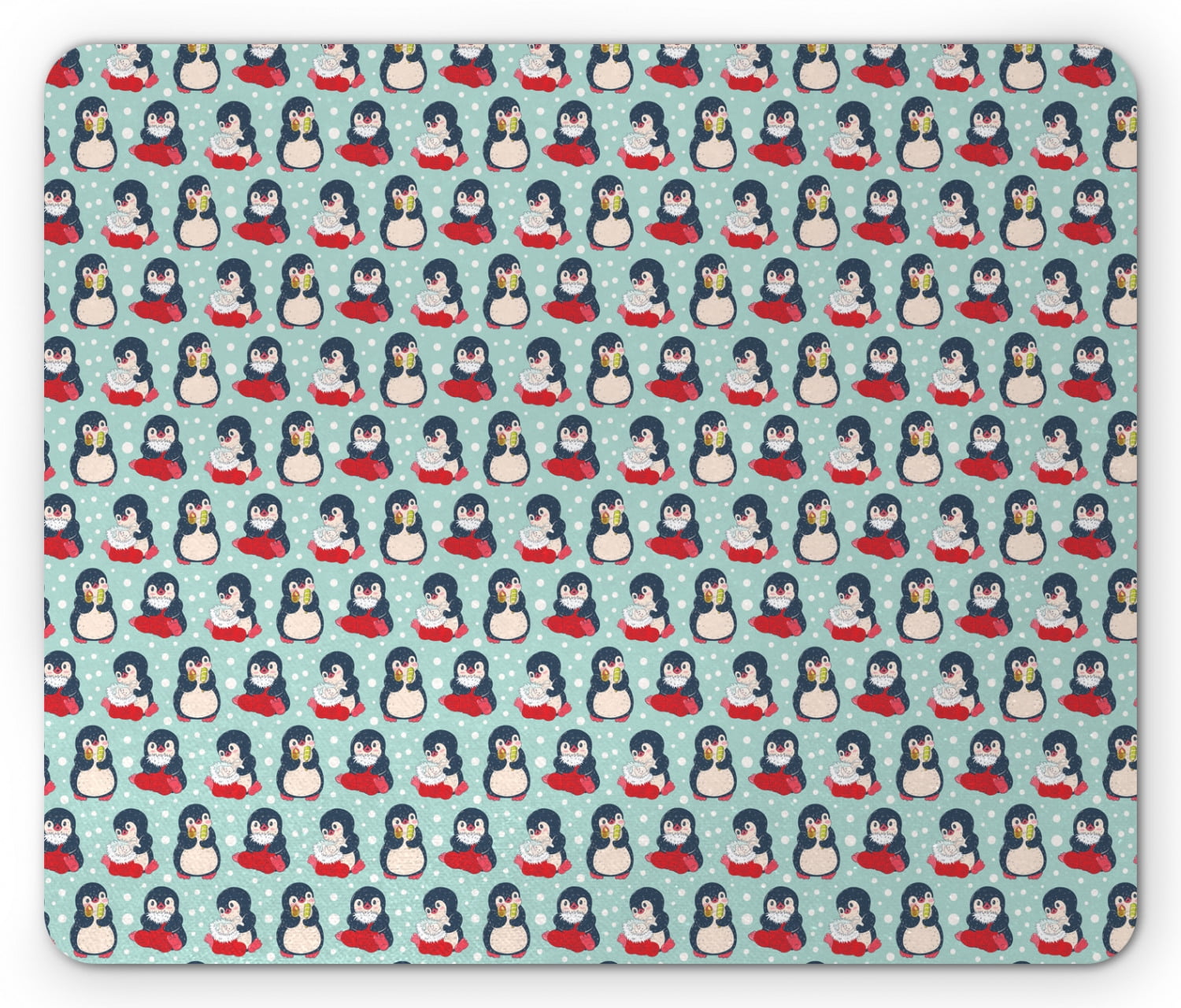 Bird Print Mouse Pad, Winter Pattern of Penguins with Polka Dots ...