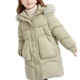 thumbnail image 2 of ITSAME Girls Hooded Knee Length Puffer Coat Winter Warm Button Down Outerwear Jacket with Pockets Green Size 10, 2 of 10