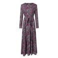 thumbnail image 4 of IDALL Robes Maxi, Robe à Manches Longues Robe Imprimée Robe Longue Vêtements Musulmans Robes Longues, Robes Hawaïennes, Robes pour Femmes Robe Violette S, 4 of 5