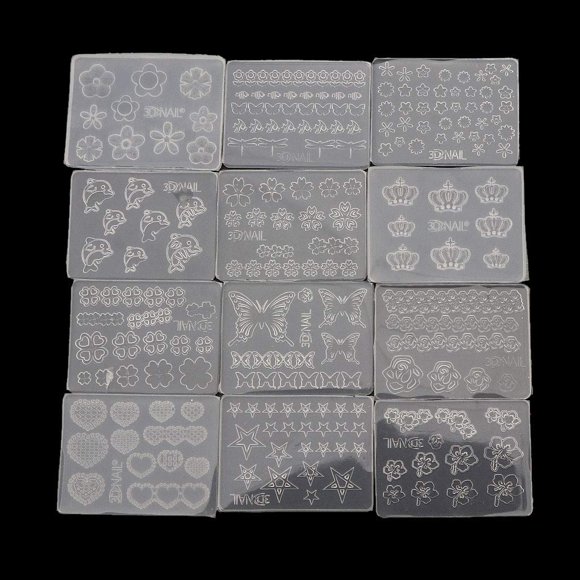Juego de moldes de silicona para nail art IOOOFU, 12 piezas, tamaño mini