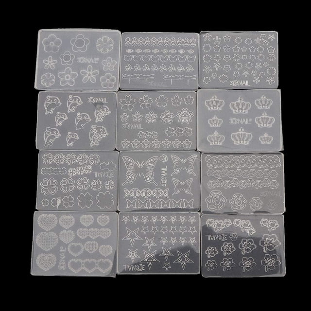 Juego de moldes de silicona para nail art IOOOFU, 12 piezas, tamaño mini