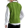 thumbnail image 3 of Women V Neck Sweater Vest Sleeveless Knit Solid Casual Ribbed Preppy Pullover Tops, 3 of 5