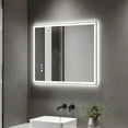 thumbnail image 4 of 30 in. W x 36 in. H Rectangular Framed LED Anti-Fog Wall Mount Bathroom Vanity Mirror in Black, Front Light and Backlit, 4 of 18