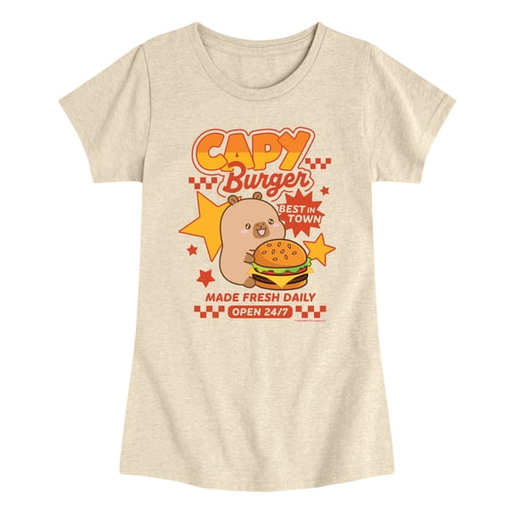 CapyFun - Capybara Burger - Youth Girls Fitted Short Sleeve T-Shirt
