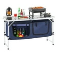 thumbnail image 6 of KFFKFF Outdoor Kitchen Stand, Collapsible BBQ Prep Table, Trio-Level Height Modification, Featherweight Aluminum Portable Food Prep Station with Storage Compartment, Transport Handle, 6 of 9