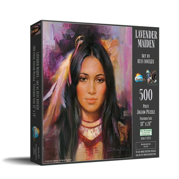SUNSOUT INC - Lavender Maiden - 500 pc Jigsaw Puzzle by Artist: Russ Docken - Finished Size 18" x 24" Native American - MPN# 21733