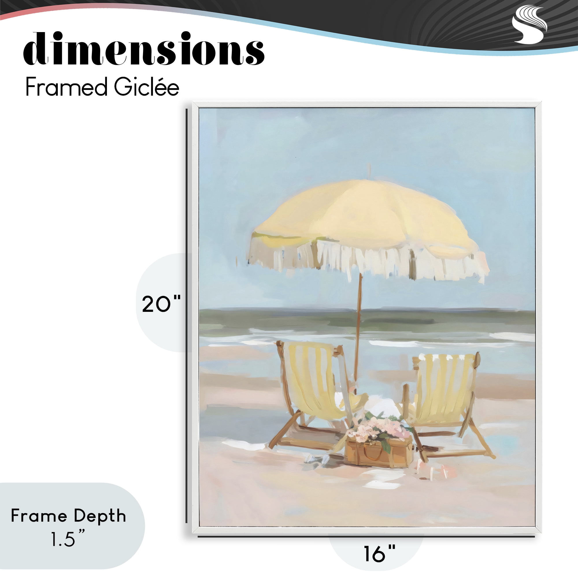 Stupell Industries Yellow Chairs Beach Relaxation White Framed Giclee Art, design by Sisi and Seb