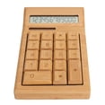 thumbnail image 3 of Calculadora solar CS19 con batería solar, doble potencia, pantalla LCD de 12 dígitos y 18 botones, calculadora de escritorio de bambú para estudiantes., 3 of 14