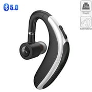 Bluetooth Headset V5.0 Wireless Bluetooth Earpiece, Fit Your Both Ear, Handsfree Headset with Noise Cancelling Mic, Compatible with iPhone and Android (Black)