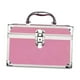 thumbnail image 4 of Bolsa de maquillaje portátil con espejo, estuche de maquillaje con bandeja, organizador de caja de maquillaje para mujer, tocador, accesorios de viaje rosa, 4 of 10