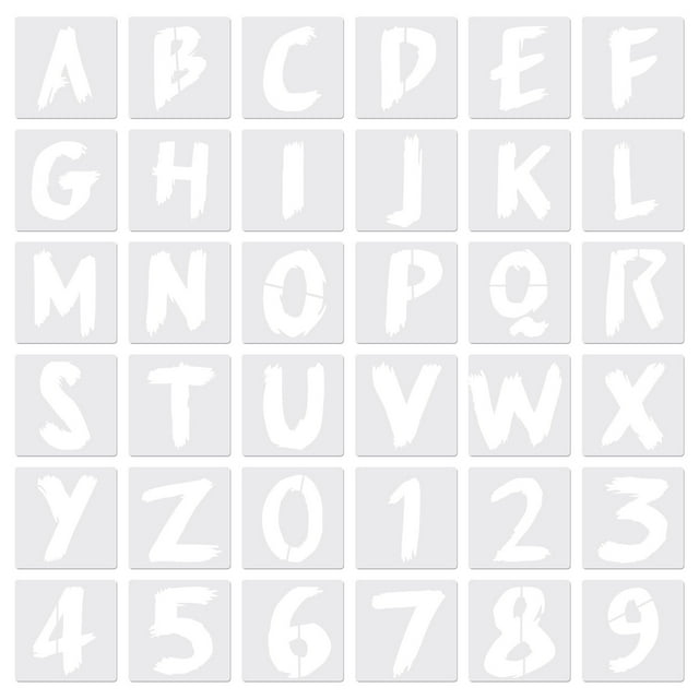 Unique Bargains Pochoirs à Lettres 5 Pouces, 36 Modèles d'Alphabet Réutilisables, Ensemble de Pochoirs Style 2, Blanc