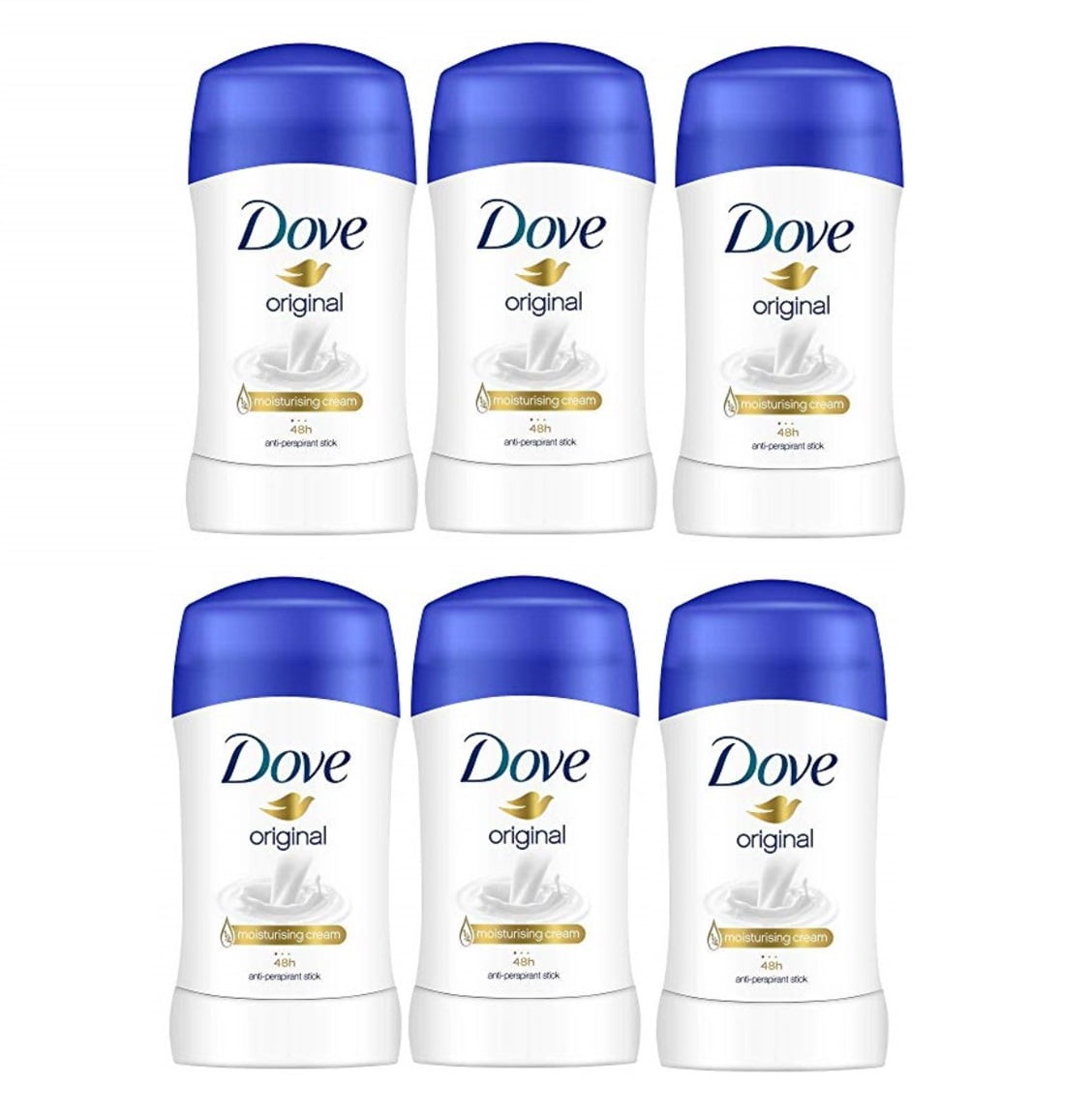 Dove original stick antiperspirant deodorant 40ml, 6 pack