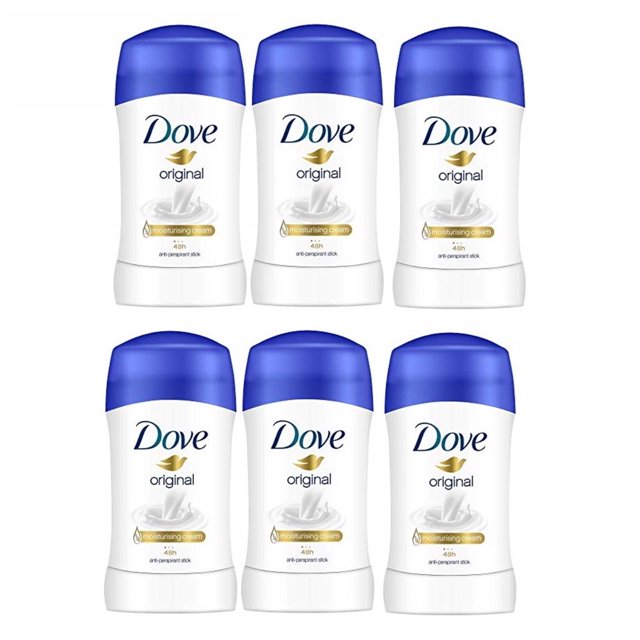 Dove original stick antiperspirant deodorant 40ml, 6 pack