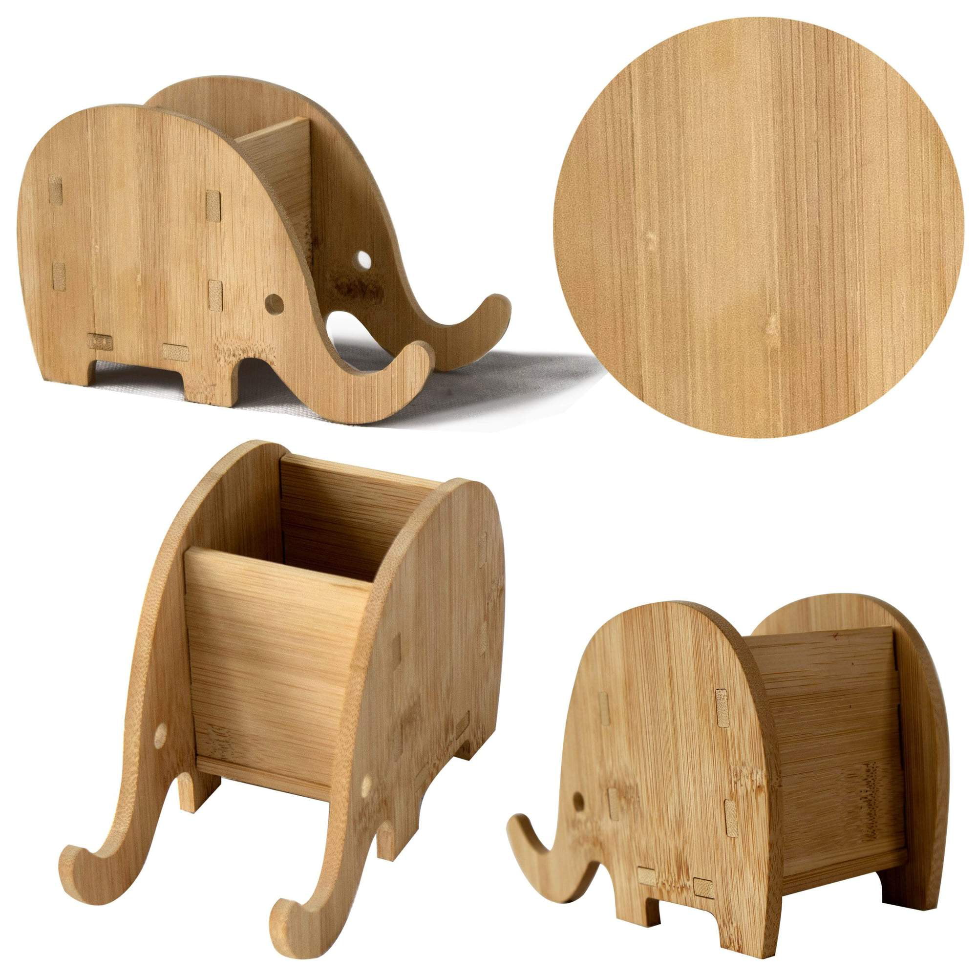 Wood Elephant Pencil Holder Vintage Collectable