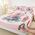thumbnail image 3 of Homewish Initial P Letter Twin Sheet Sets for Kids, Cartoon Princess Elf Twin Fitted Sheet, Pink Xmas Buffalo Plaid Flat Sheet, Breathable Home Decor, 3 Pieces, 3 of 7