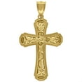 thumbnail image 2 of Auriga 10k Yellow Gold Diamond-Cut Cross Religious Charm Pendant for Men, 2 of 4