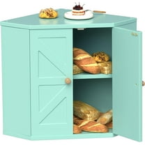 Corner Bread Box for Kitchen Countertop,Storage Container for Homemade Bread, Double Layer BreadBox, Large Capacity Bread Storage Bin, Vintage Farmhouse Breadbox Organizer, Green