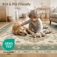 thumbnail image 4 of ODIKA 6'x9' Washable Area Rug Non-Slip, Chair-Friendly, Beige and Sage Geometric Elegance Intricate Floral Medallion Design for Dining Room, Under Table, Office Décor, 4 of 7