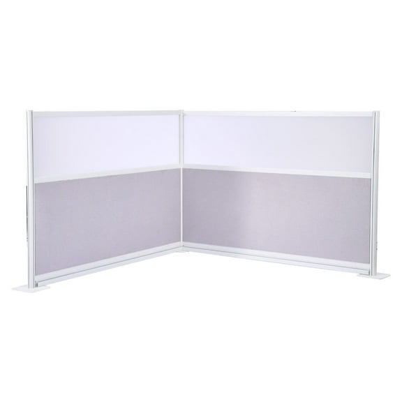 KFFKFF Freestanding Privacy Panels, 2-Pack, 72" x 48" Room Divider Walls, PET Workstation Cubicle Partition with Frosted Acrylic Windows for Offices, Libraries, and Schools