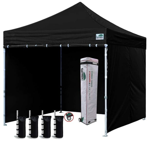 Eurmax Canopy 10' x 10' Black Popup and Instant Outdoor Canopy with 4