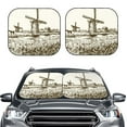 thumbnail image 2 of Gaeub Dutch Windmill Print 2-Piece Windshield Sun Shade,Foldable Car Front Window Sunshade,for Most Cars SUV Truck,Heat Blocker Visor Protector-Medium, 2 of 6