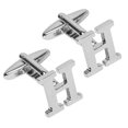 thumbnail image 1 of BodyJ4You 2PC Cufflinks Personalized Initials Letter H Men's Button Shirt Business Gift, 1 of 6