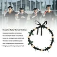 thumbnail image 3 of Graduación Hawaiana Collar de Flores de Leis de Nuez de Kukui Negra Pajarita de Cinta, Cierre de Cuentas de Concha de Corazón de Acrílico para justable para accesorios, 3 of 7