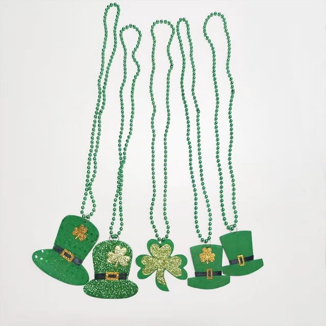 Diadema con lazo para festival, sombrero pequeño verde para el día de San Patricio, collar con trébol