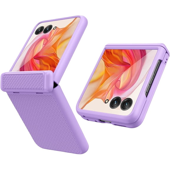 KOMI for Motorola razr 2024 case with Hinge Protection,Built-in External Screen Protector,for Moto Razr Plus 2024/razr 50ultra (External Screen 4âł) Slim Shock Absorbing Case (Purple, Razr ďź2024))