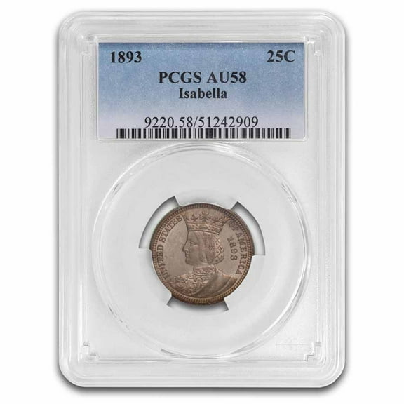 1893 Isabella Quarter AU-58 PCGS