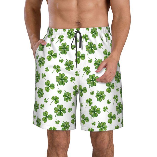 Balery St. Patrick's day Traje de Baño Estilo Hawaiano para Hombre, Shorts de Secado Rápido con Bolsillos-Small
