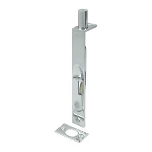 6 in. Heavy Duty Square Flush Bolt, Bright Chrome - Solid