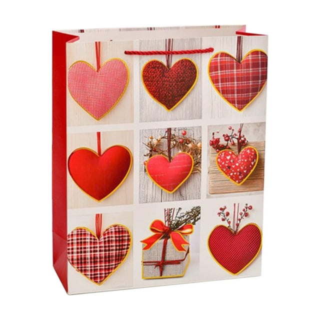 Penmahua Gift Packaging Paper Bag Romantic Heart Pattern Gift Bag For Souvenirs And Presents 18Cm X 8.5Cm X 24Cm (7.1In X 3.3In X 9.4In) Multicolor Paper Gift Bag With Handles Size C C