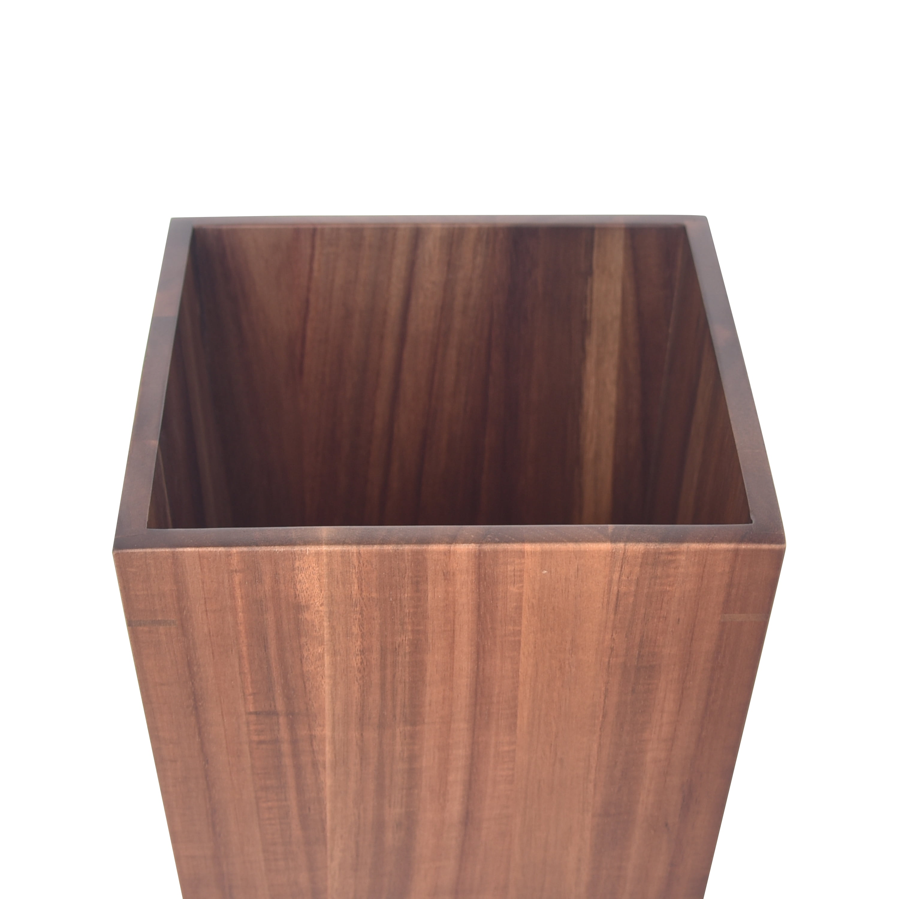 Better Homes & Gardens Acacia Wood Trash Can, Dark Finish