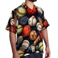 thumbnail image 2 of Baseball Men's Short Sleeve Button Down Hawaiian Beach Printed Casual Shirts, 2 of 6