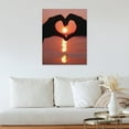 thumbnail image 4 of Sunrise Hand Heart Silhouette Canvas Decor Painting Romantic Nostalgia Theme Art Panel Wall Picture Poster Wall Decor Sofa Background Painting Entrance Wall Decor Painting 12x16 inch Unframed, 4 of 4