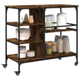 thumbnail image 2 of vidaXL Kitchen Trolley Smoked Oak 100x45x89.5 cm Engineered Wood, 2 of 5