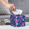 thumbnail image 6 of Lsque Blue Skull Flower Printed Tissue Box Cover Holder, Facial Paper Organizer Dispenser,Square with Bottom Belt, PVC Leather Decorative Organizer, 6 of 8